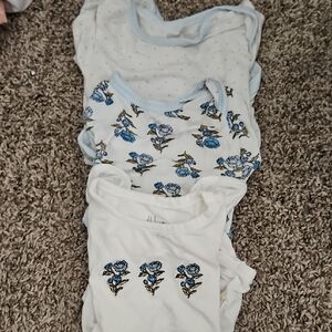 Blue Floral Kids Bodysuit Set